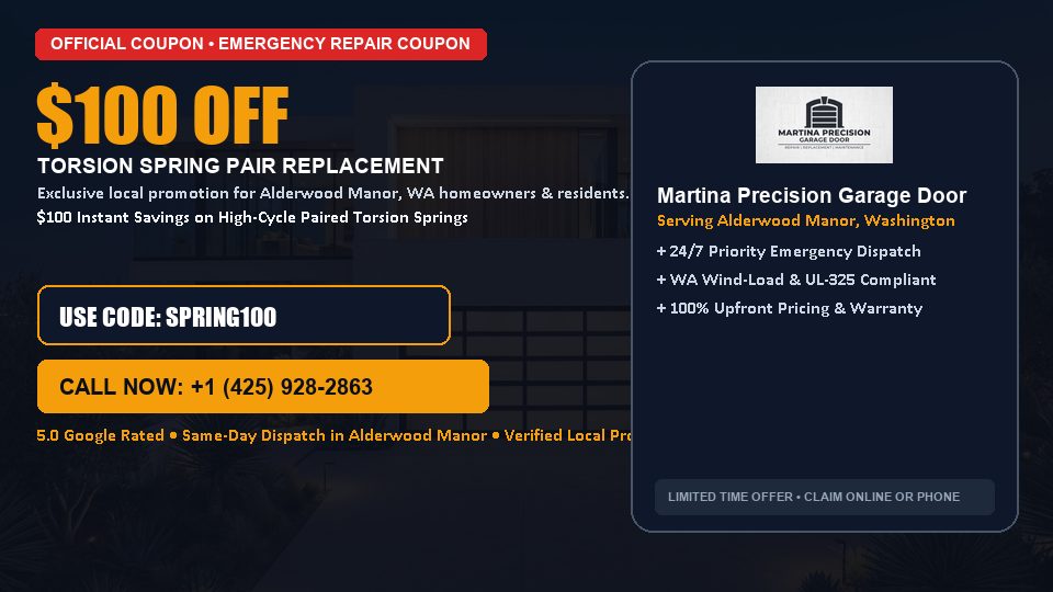 Martina Precision Garage Door $100 OFF Dual Torsion Spring Replacement